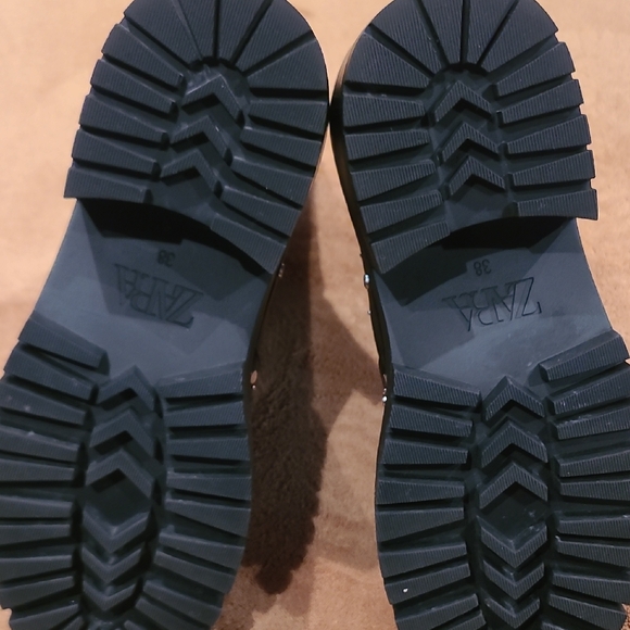 Zara Black Studded Combat Boots - Picture 8 of 10